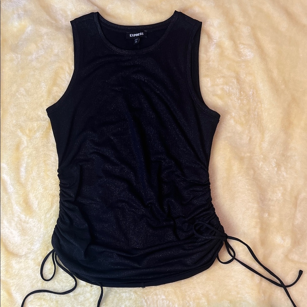 Express Black Ruched Tank Top - Picture 2 of 5